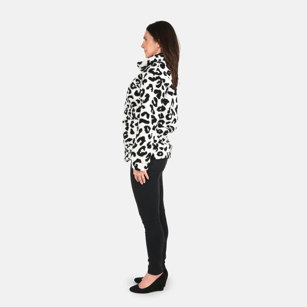 Passage Snow Leopard Print Faux Fur Coat For Women With Front Zipper - (L) image number 2