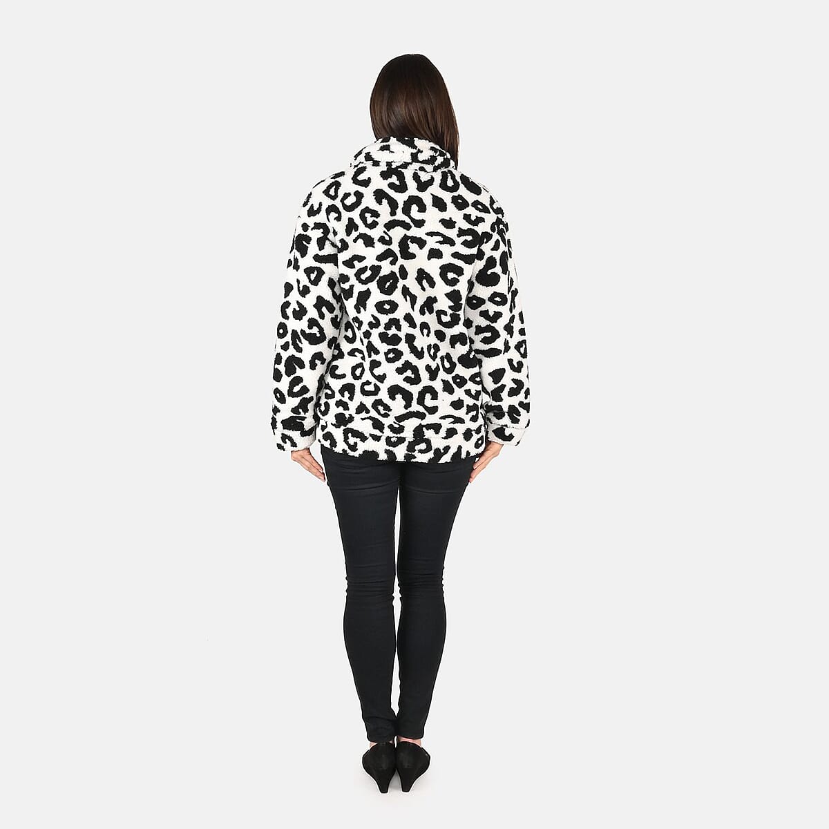 Passage Snow Leopard Print Faux Fur Coat For Women With Front Zipper - (M) image number 1