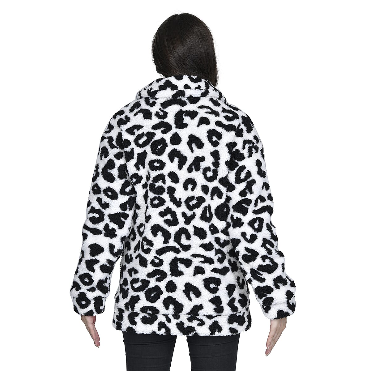 Passage Snow Leopard Print Faux Fur Coat For Women With Front Zipper - (3X) image number 1