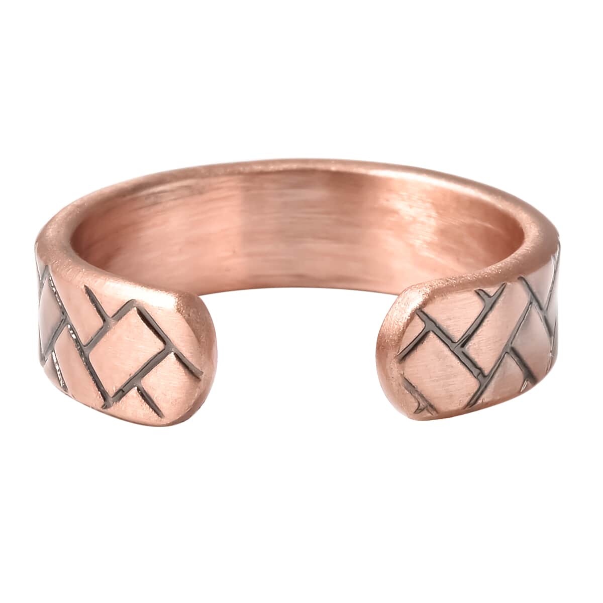Magnetic By Design Criss Cross Texture Adjustable Open Ring with Magnetic End in Rosetone image number 5