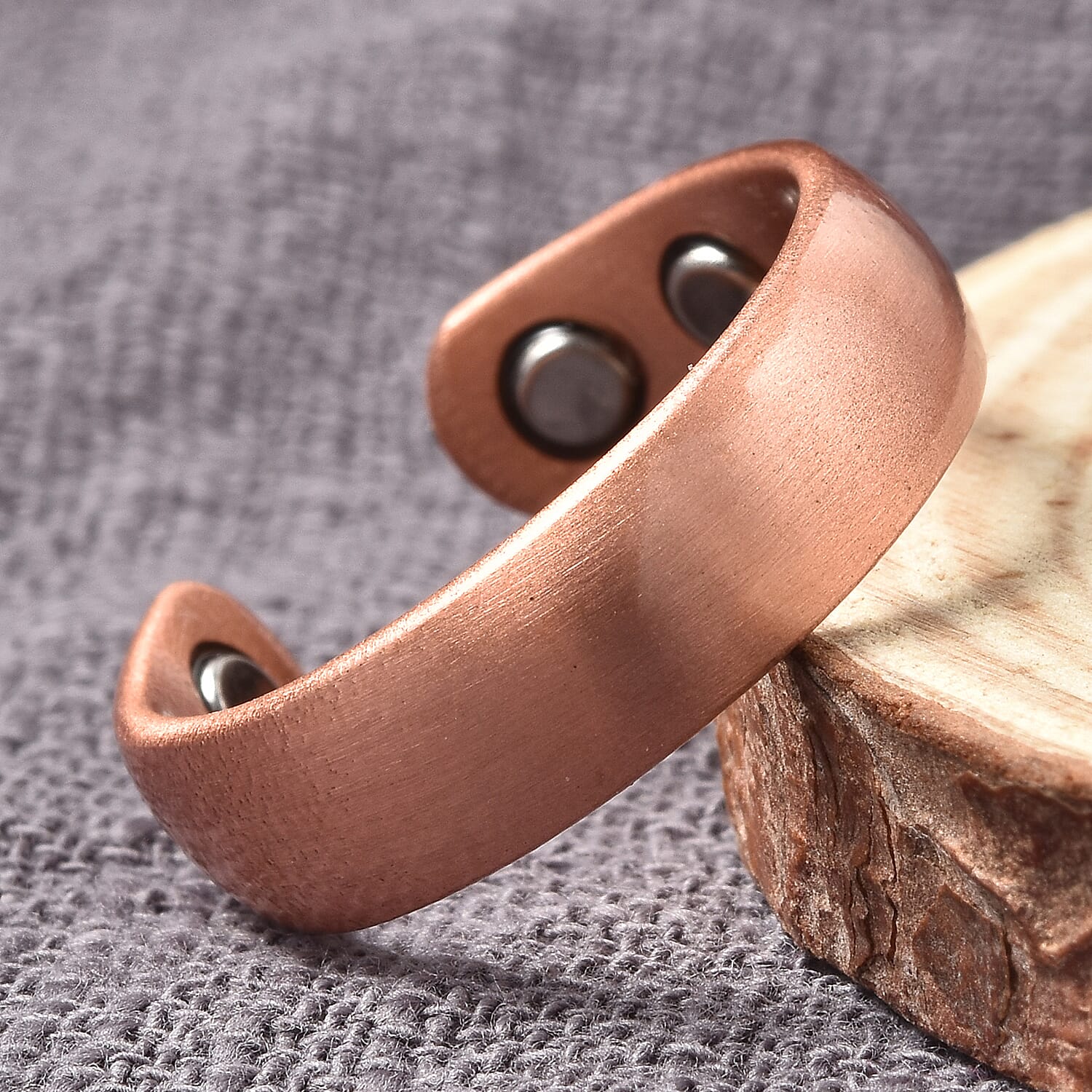 Magnetic By Design Knife Edge Adjustable Open Ring with Magnetic End in Rosetone