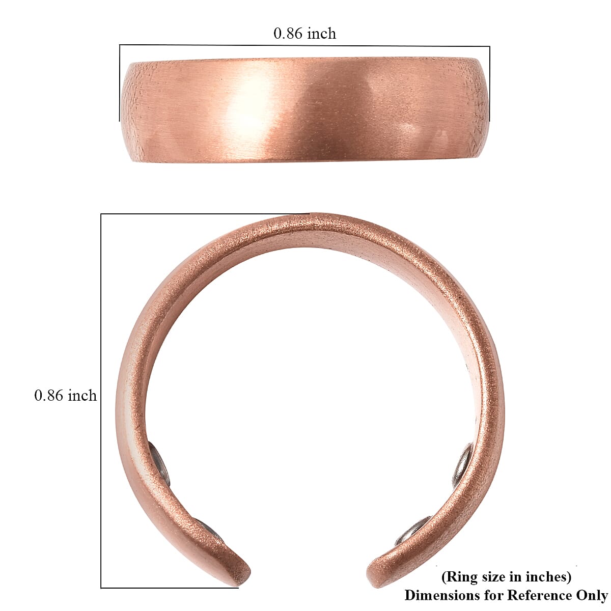 Magnetic By Design Knife Edge Adjustable Open Ring with Magnetic End in Rosetone