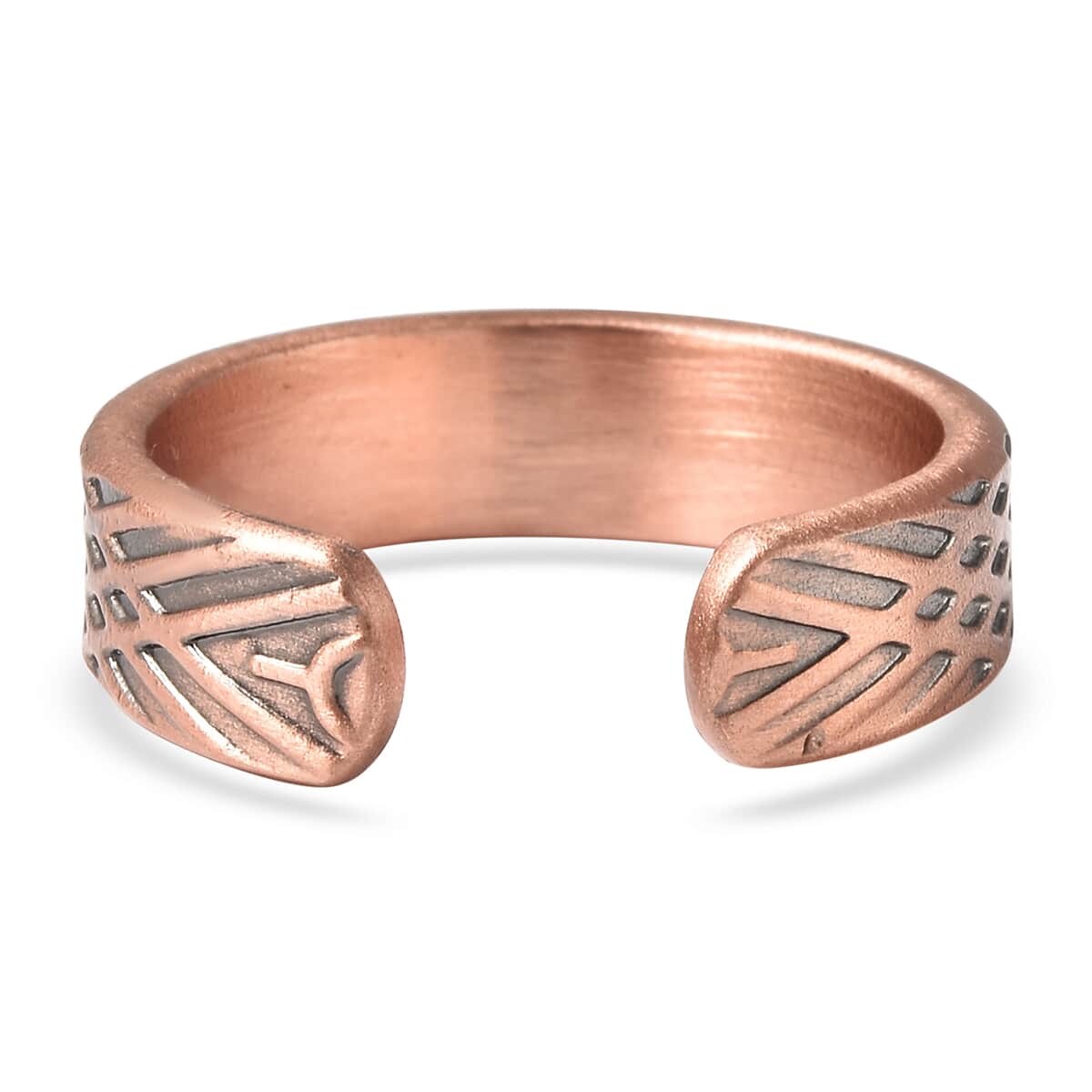 Magnetic By Design Tribal Pattern Adjustable Open Ring with Magnetic End in Rosetone image number 5