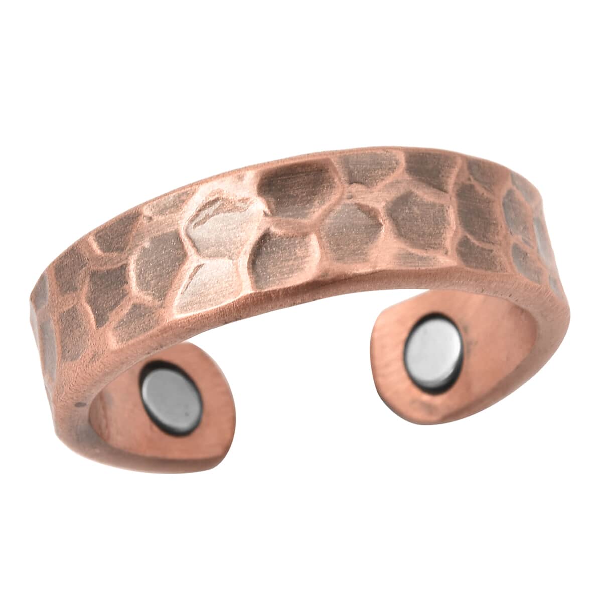 Magnetic By Design Lattice Pattern Adjustable Open Ring with Magnetic End in Rosetone image number 0