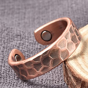 Magnetic By Design Lattice Pattern Adjustable Open Ring with Magnetic End in Rosetone