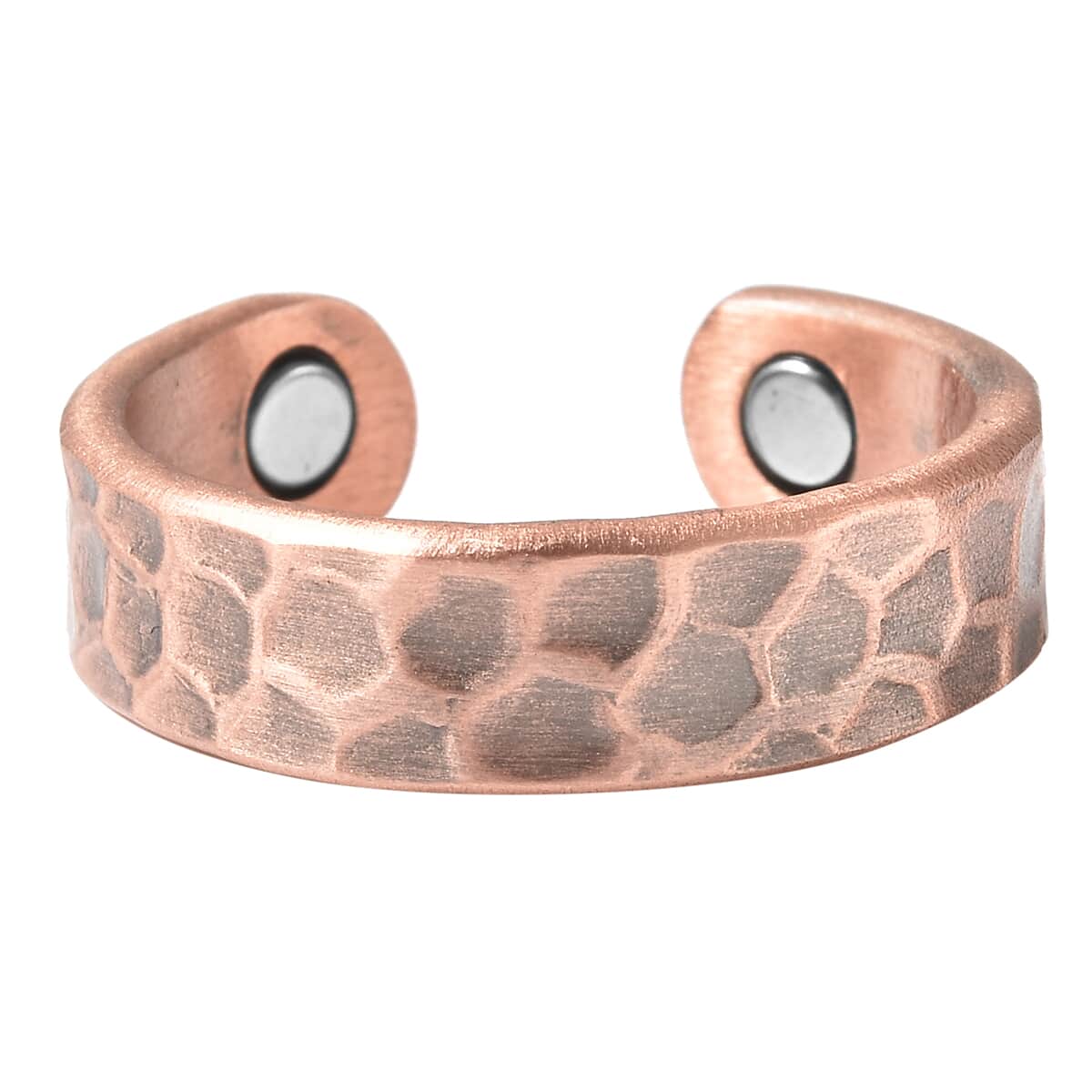 Magnetic By Design Lattice Pattern Adjustable Open Ring with Magnetic End in Rosetone image number 3
