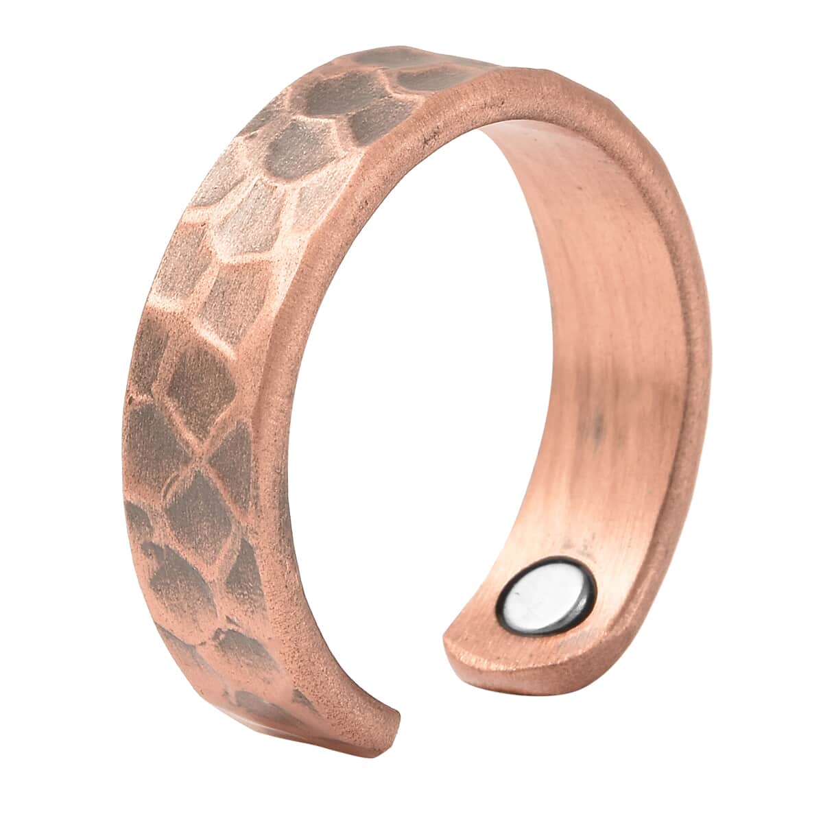 Magnetic By Design Lattice Pattern Adjustable Open Ring with Magnetic End in Rosetone image number 4