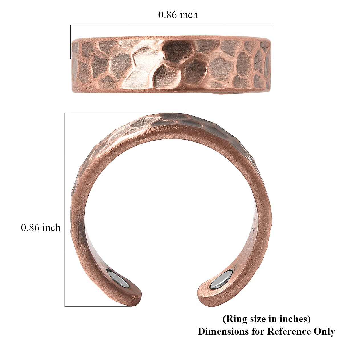 Magnetic By Design Lattice Pattern Adjustable Open Ring with Magnetic End in Rosetone