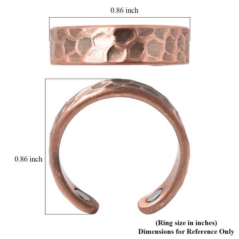 Magnetic By Design Lattice Pattern Adjustable Open Ring with Magnetic End in Rosetone