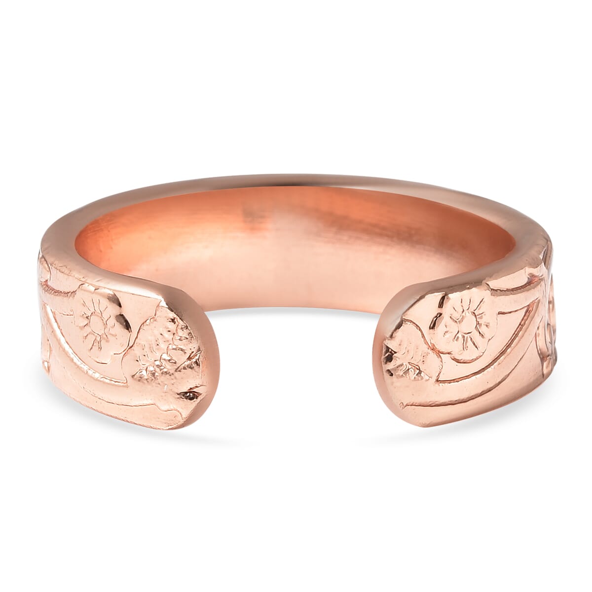 Magnetic By Design Floral Vine Pattern Adjustable Open Ring with Magnetic End in Rosetone image number 5