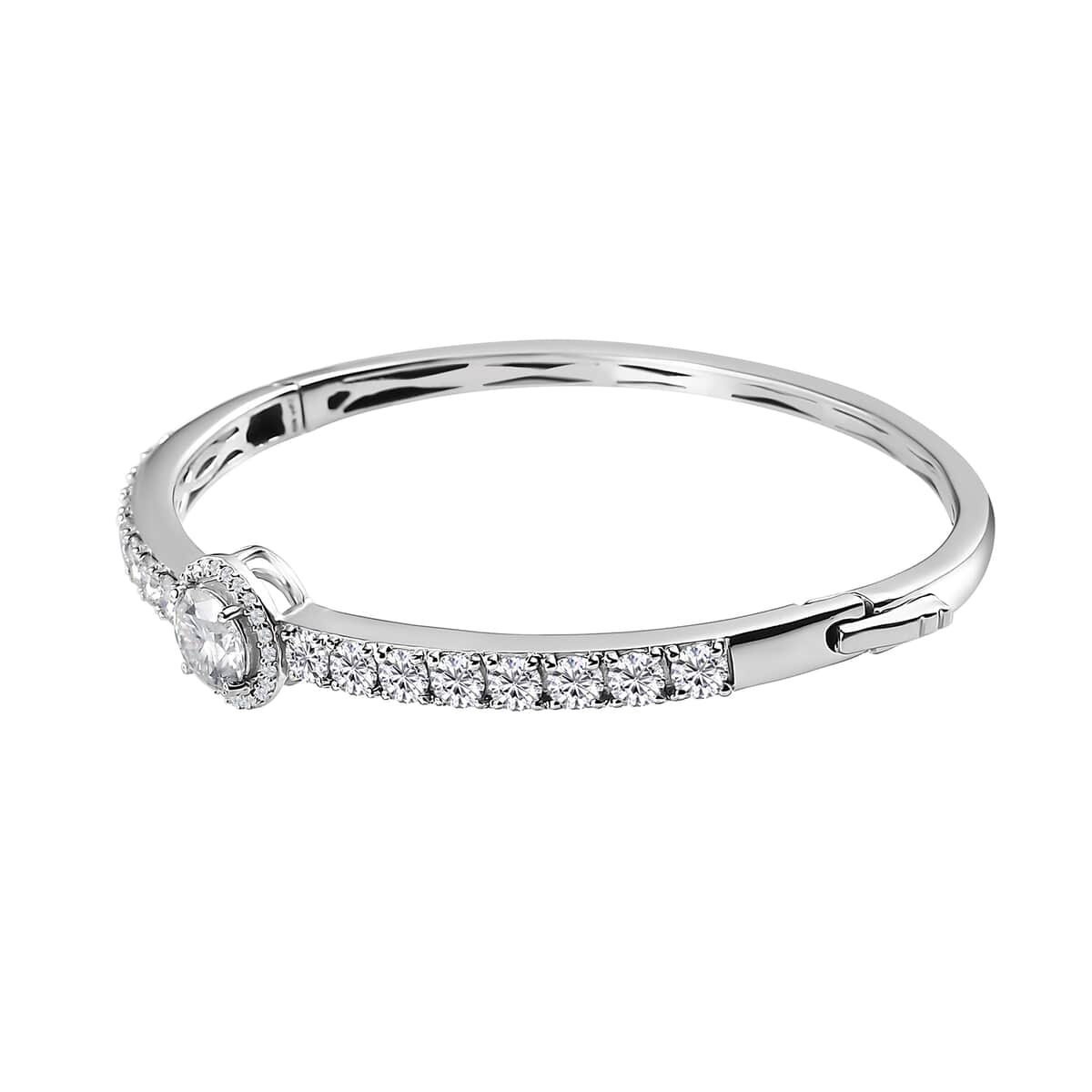 Moissanite Bangle Bracelet in Platinum Over Sterling Silver (7.25 In) 5.65 ctw image number 3