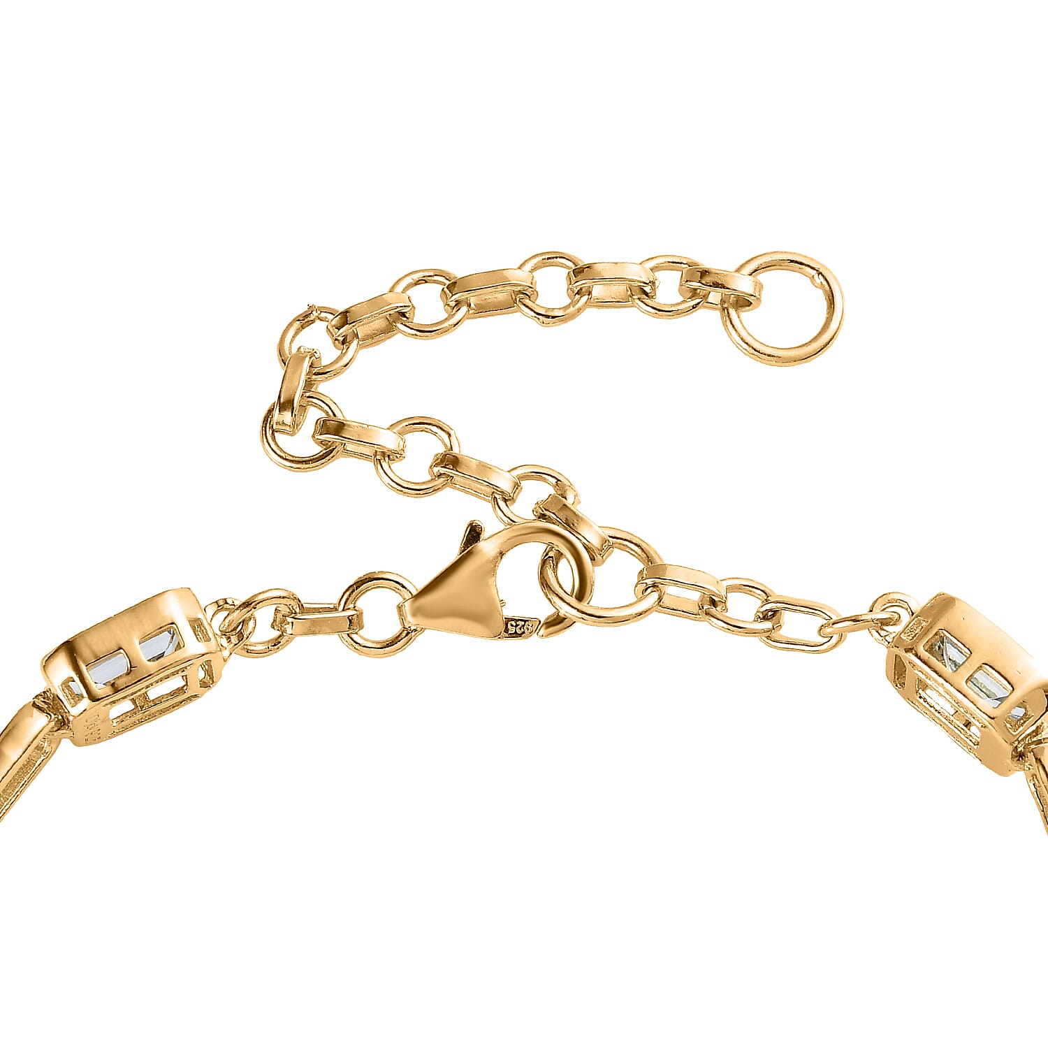 Multi Gemstone Paper Clip Statement Bracelet in Vermeil Yellow Gold Over Sterling Silver (6.50 In) 7.85 ctw