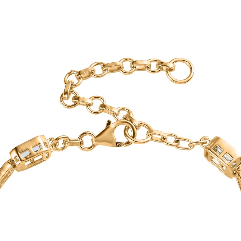 Multi Gemstone Paper Clip Statement Bracelet in Vermeil Yellow Gold Over Sterling Silver (6.50 In) 7.85 ctw