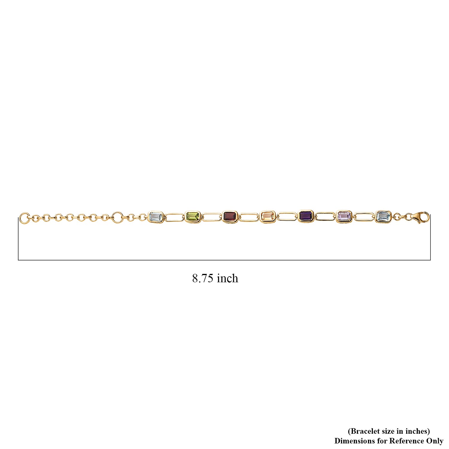 Multi Gemstone Paper Clip Statement Bracelet in Vermeil Yellow Gold Over Sterling Silver (6.50 In) 7.85 ctw