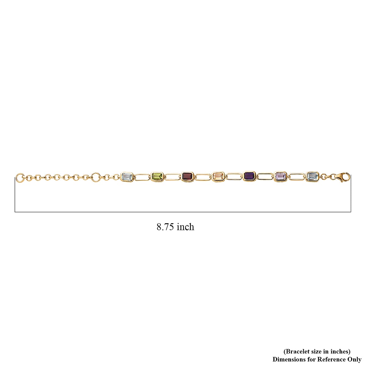 Multi Gemstone Paper Clip Statement Bracelet in Vermeil Yellow Gold Over Sterling Silver (6.50 In) 7.85 ctw image number 4