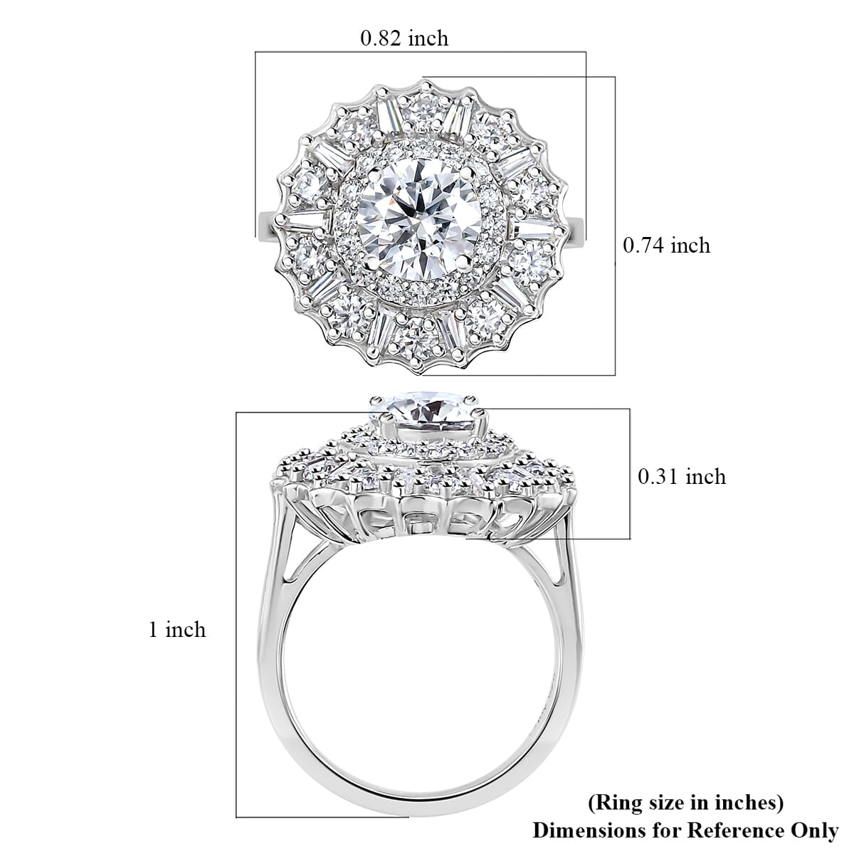 Moissanite Floral Ring in Platinum Over Sterling Silver 2.50 ctw image number 5