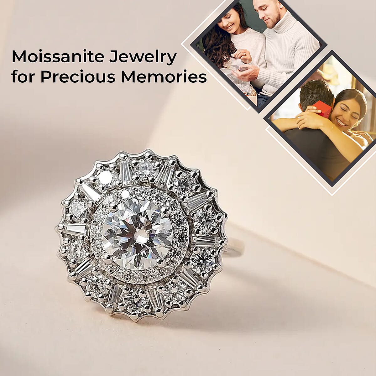 Moissanite Floral Ring in Platinum Over Sterling Silver (Size 6.0) 2.50 ctw image number 1