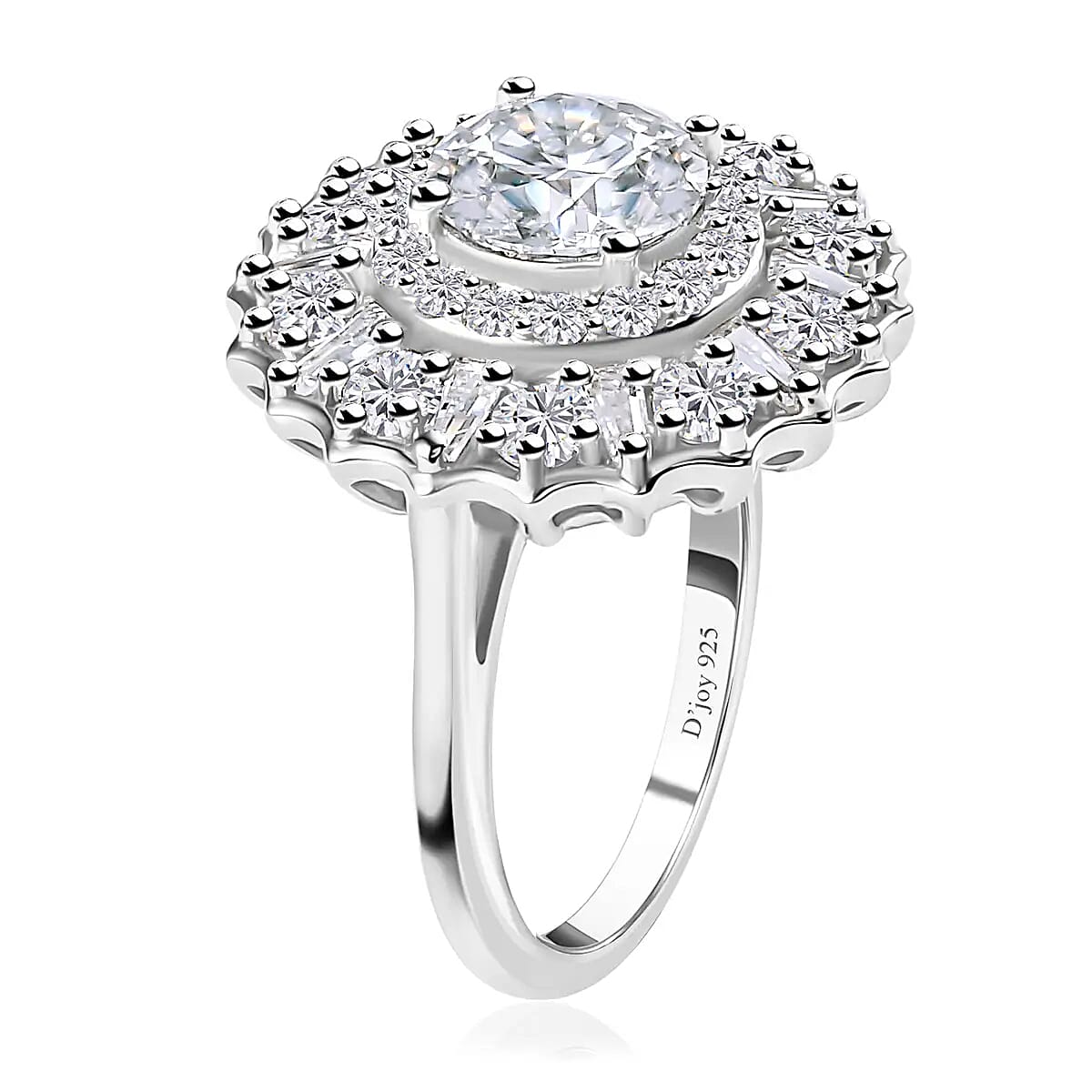 Moissanite Floral Ring in Platinum Over Sterling Silver (Size 6.0) 2.50 ctw image number 4