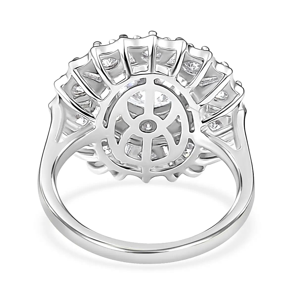 Moissanite Floral Ring in Platinum Over Sterling Silver (Size 6.0) 2.50 ctw image number 5