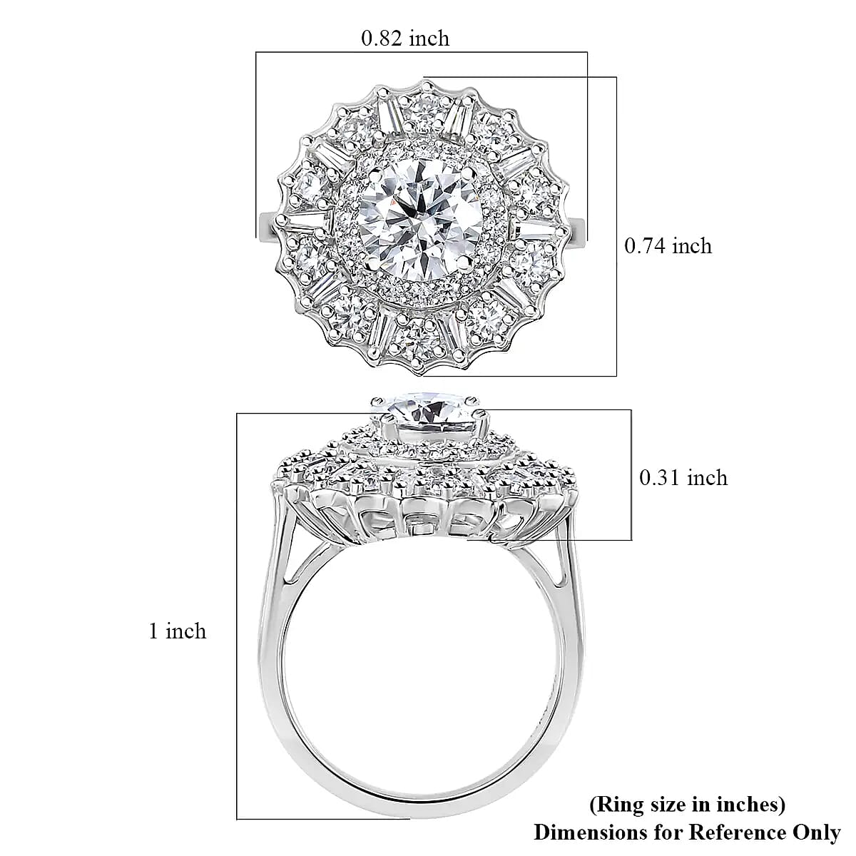 Moissanite Floral Ring in Platinum Over Sterling Silver (Size 6.0) 2.50 ctw image number 6