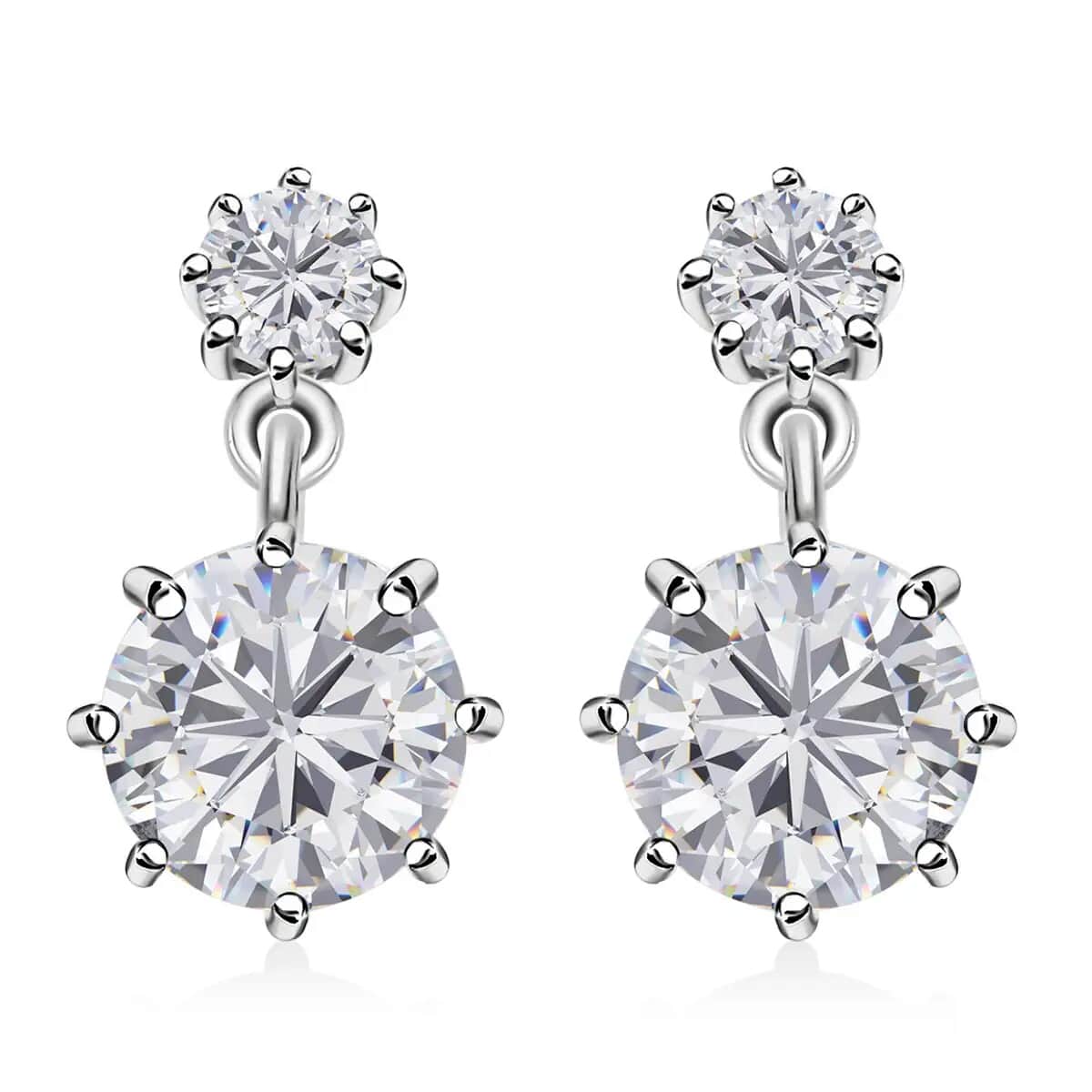 Moissanite Dangling Earrings in Platinum Over Sterling Silver 2.65 ctw image number 0