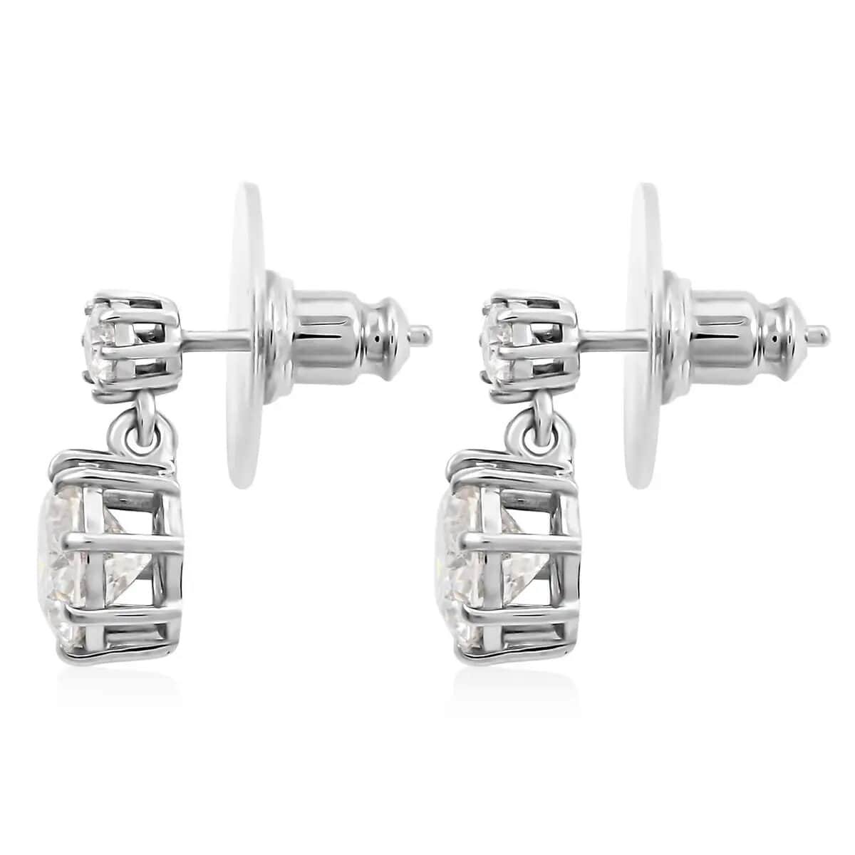 Moissanite Dangling Earrings in Platinum Over Sterling Silver 2.65 ctw image number 4