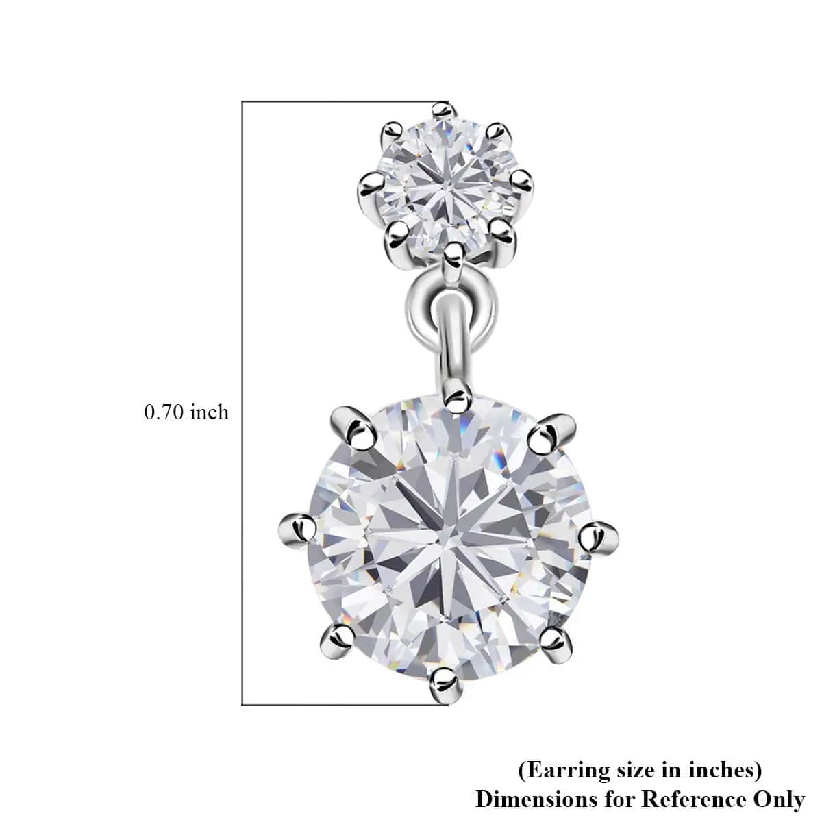 Moissanite Dangling Earrings in Platinum Over Sterling Silver 2.65 ctw image number 6