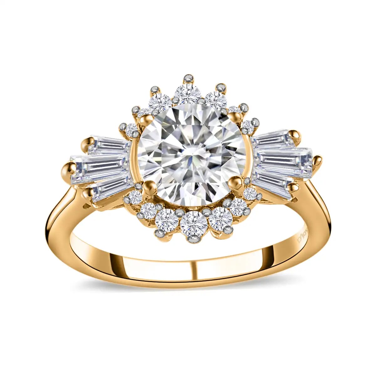 Moissanite Sunburst Ring in Vermeil Yellow Gold Over Sterling Silver (Size 10.0) 1.70 ctw image number 0