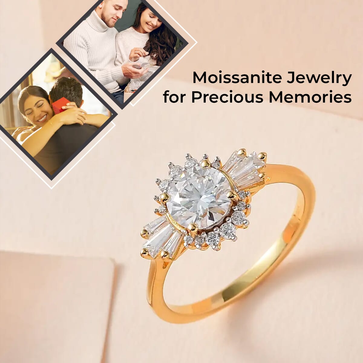 Moissanite Sunburst Ring in Vermeil Yellow Gold Over Sterling Silver (Size 10.0) 1.70 ctw image number 1