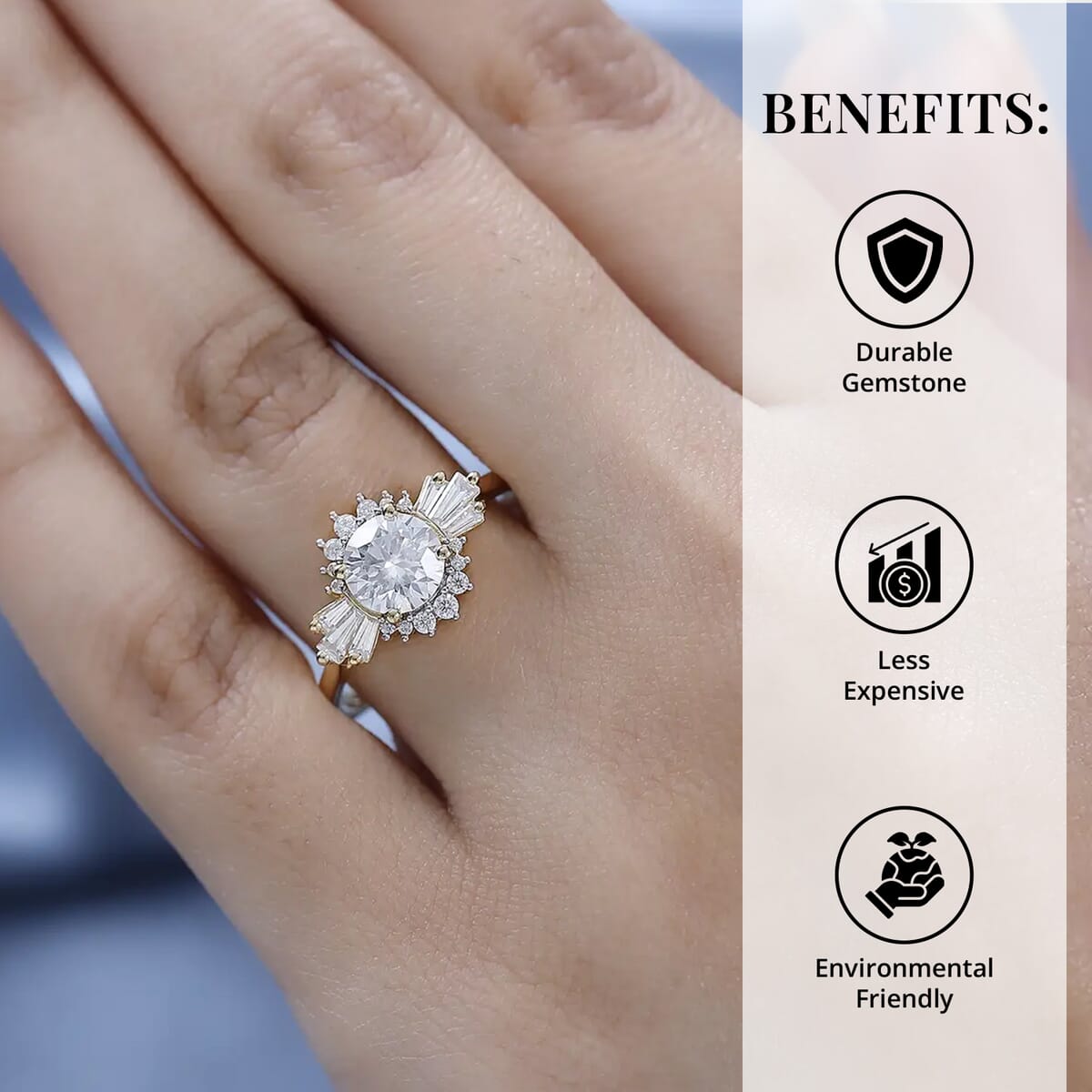 Moissanite Sunburst Ring in Vermeil Yellow Gold Over Sterling Silver (Size 10.0) 1.70 ctw image number 3