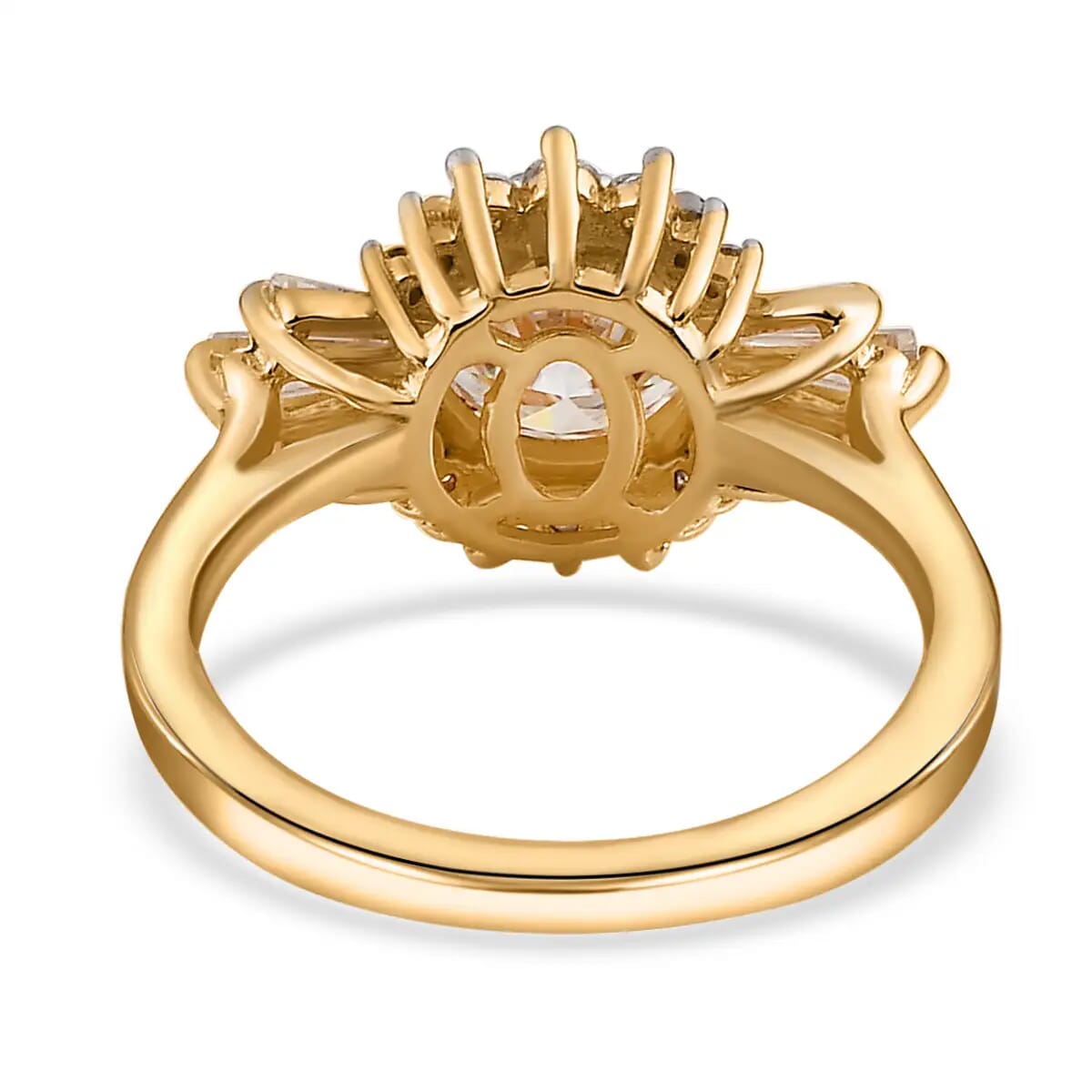 Moissanite Sunburst Ring in Vermeil Yellow Gold Over Sterling Silver (Size 10.0) 1.70 ctw image number 5