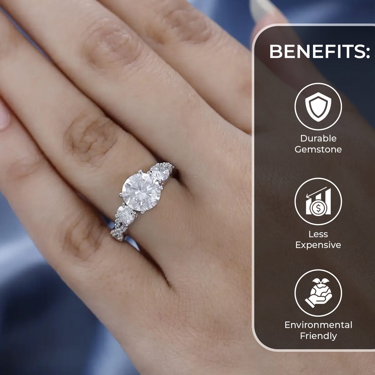 Moissanite Ring in Platinum Over Sterling Silver 2.35 ctw image number 3