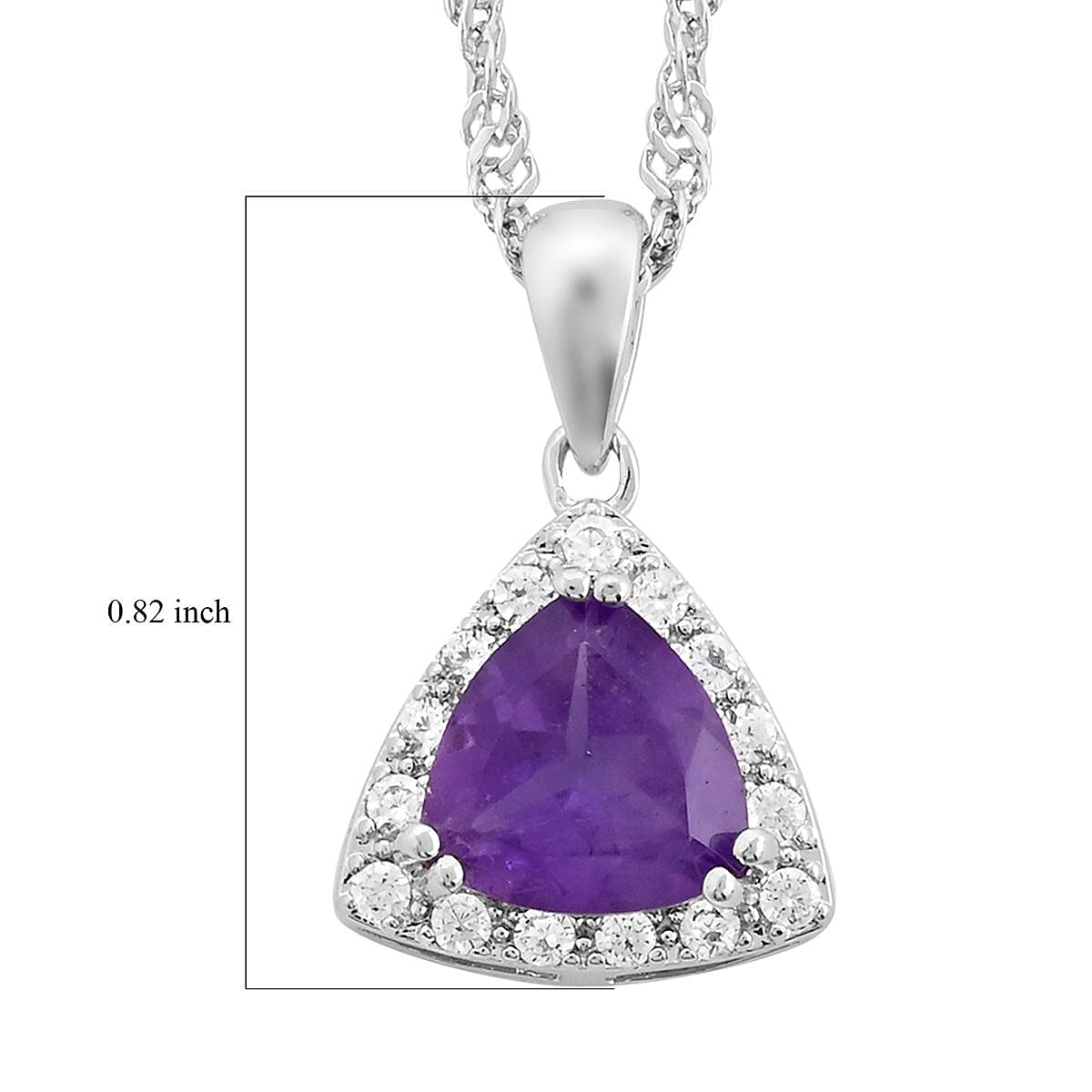 Amethyst and Simulated Diamond Pendant Necklace 18 Inches in Platinum Over Sterling Silver 1.30 ctw image number 5