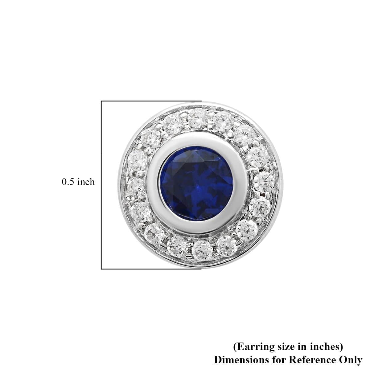 Simulated Blue and White Diamond Earrings in Silvertone 2.10 ctw image number 4