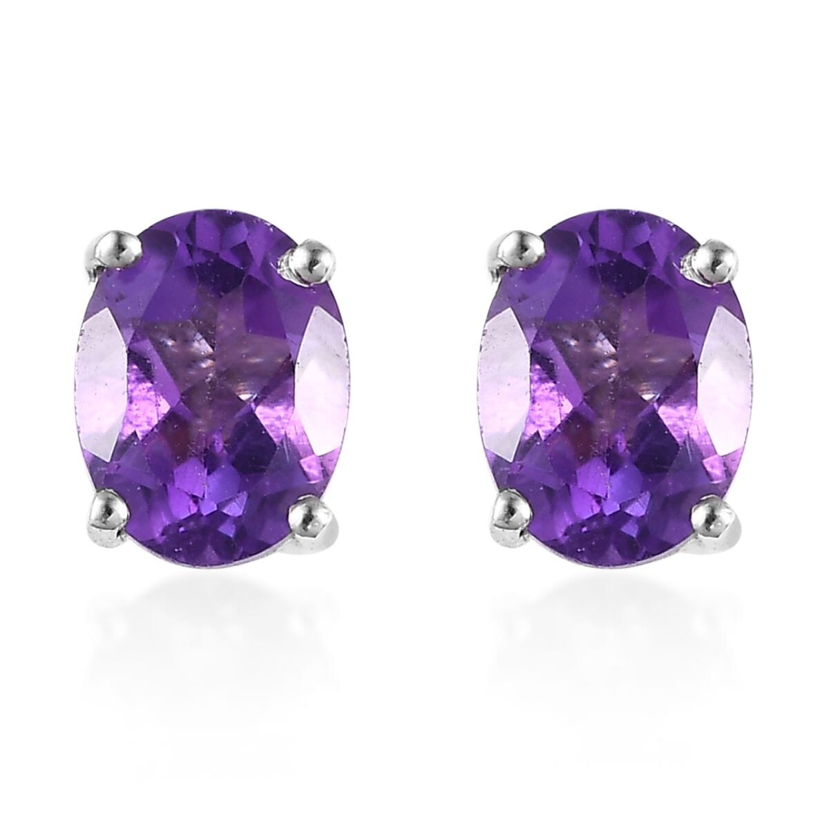 Rose De France Amethyst Solitaire Stud Earrings in Platinum Over Sterling Silver 2.25 ctw image number 0
