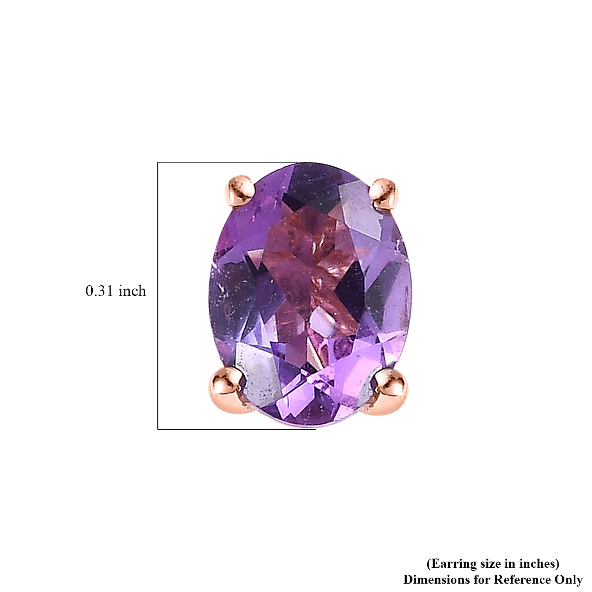 Rose De France Amethyst Solitaire Stud Earrings in Vermeil Rose Gold Over Sterling Silver 2.25 ctw