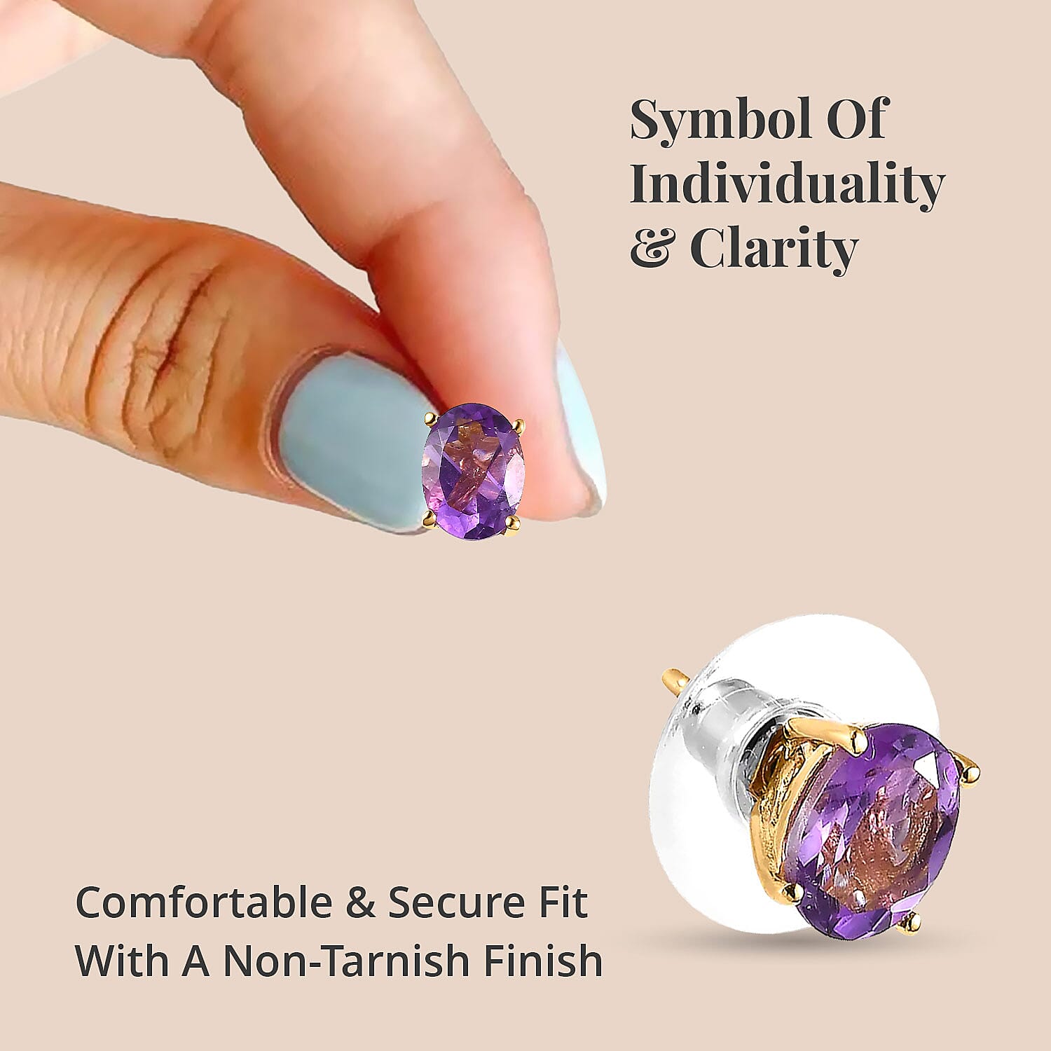 Rose De France Amethyst Solitaire Stud Earrings in Vermeil Yellow Gold Over Sterling Silver, Amethyst Jewelry, Birthstone Earrings, Gift For Her 2.25 ctw