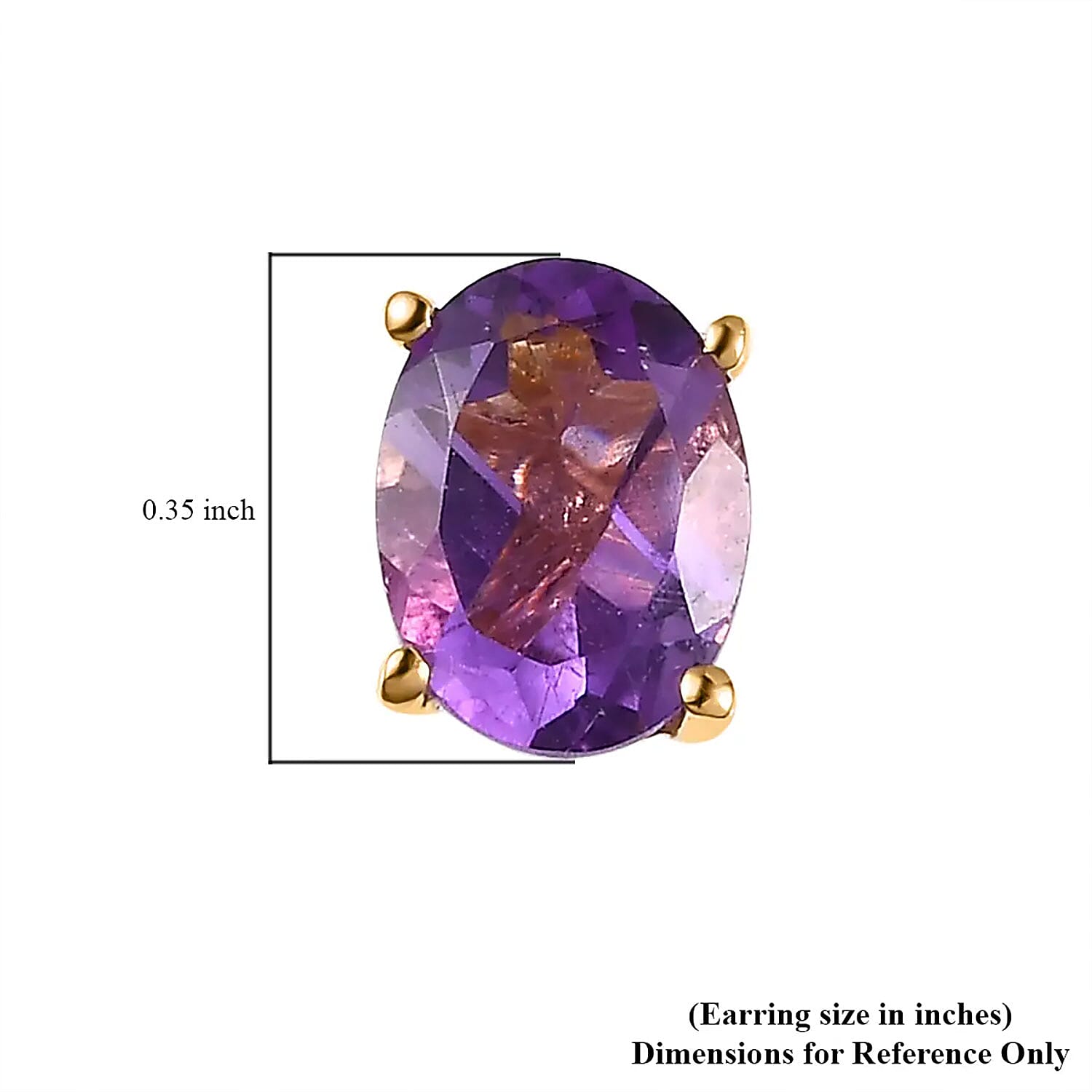 Rose De France Amethyst Solitaire Stud Earrings in Vermeil Yellow Gold Over Sterling Silver, Amethyst Jewelry, Birthstone Earrings, Gift For Her 2.25 ctw