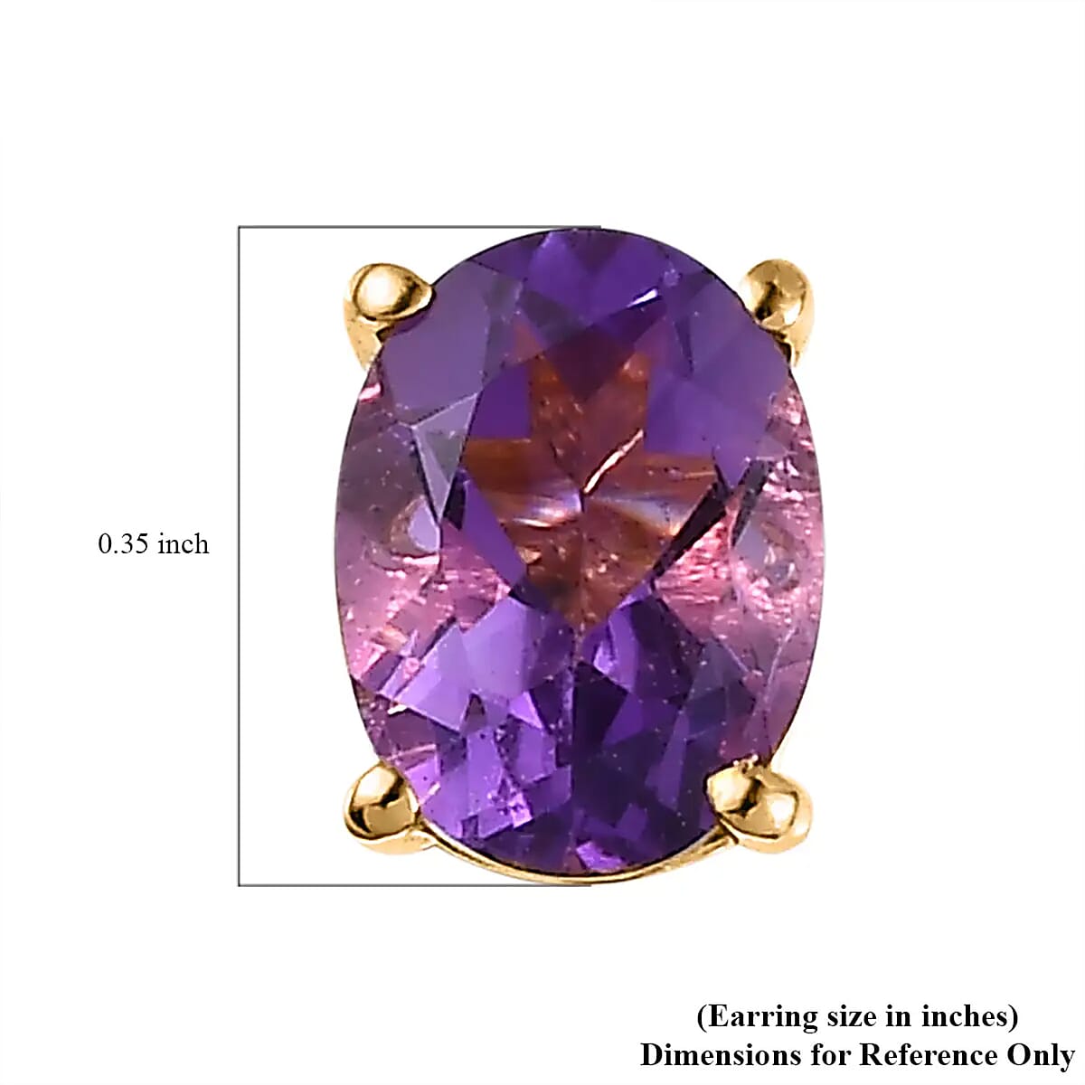 African Amethyst Solitaire Stud Earrings in Vermeil Yellow Gold Over Sterling Silver, Amethyst Jewelry, Birthstone Earrings, Gift For Her 2.15 ctw image number 6