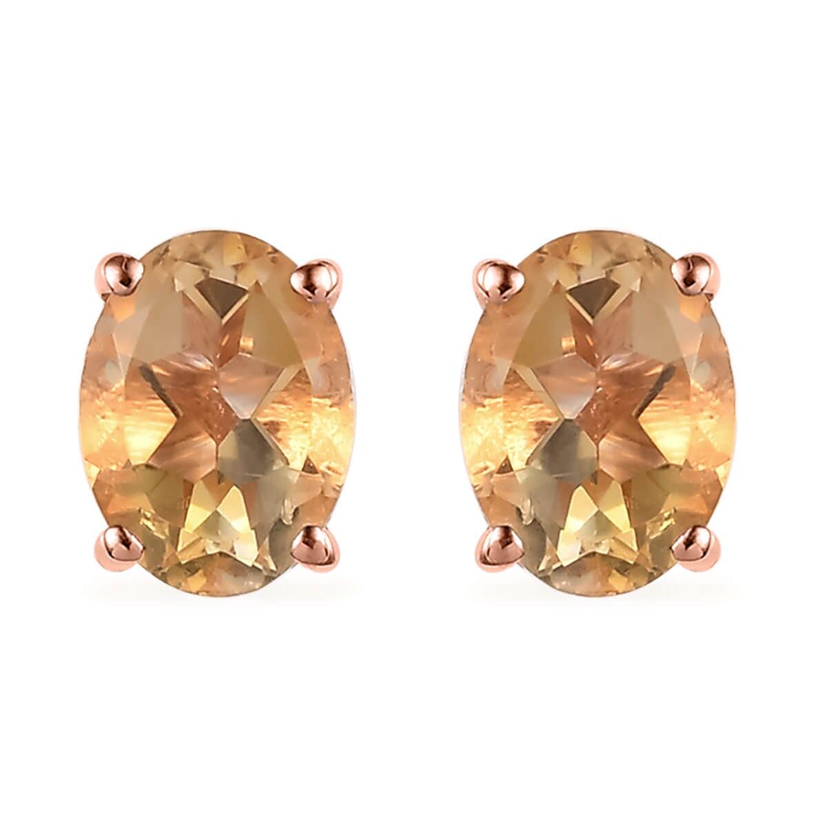 Brazilian Citrine Solitaire Stud Earrings in Vermeil Rose Gold Over Sterling Silver 2.25 ctw image number 0
