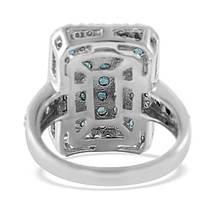 Premium Kagem Zambian Emerald and White Zircon 2.20 ctw Ring in Platinum Over Sterling Silver (Size 7.0)