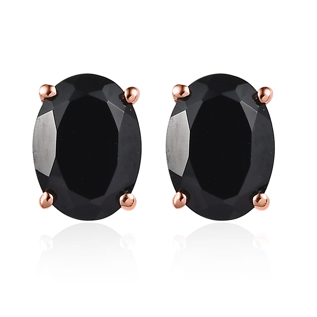 Thai Black Spinel Solitaire Stud Earrings in Platinum Over Sterling Silver 3.10 ctw image number 0