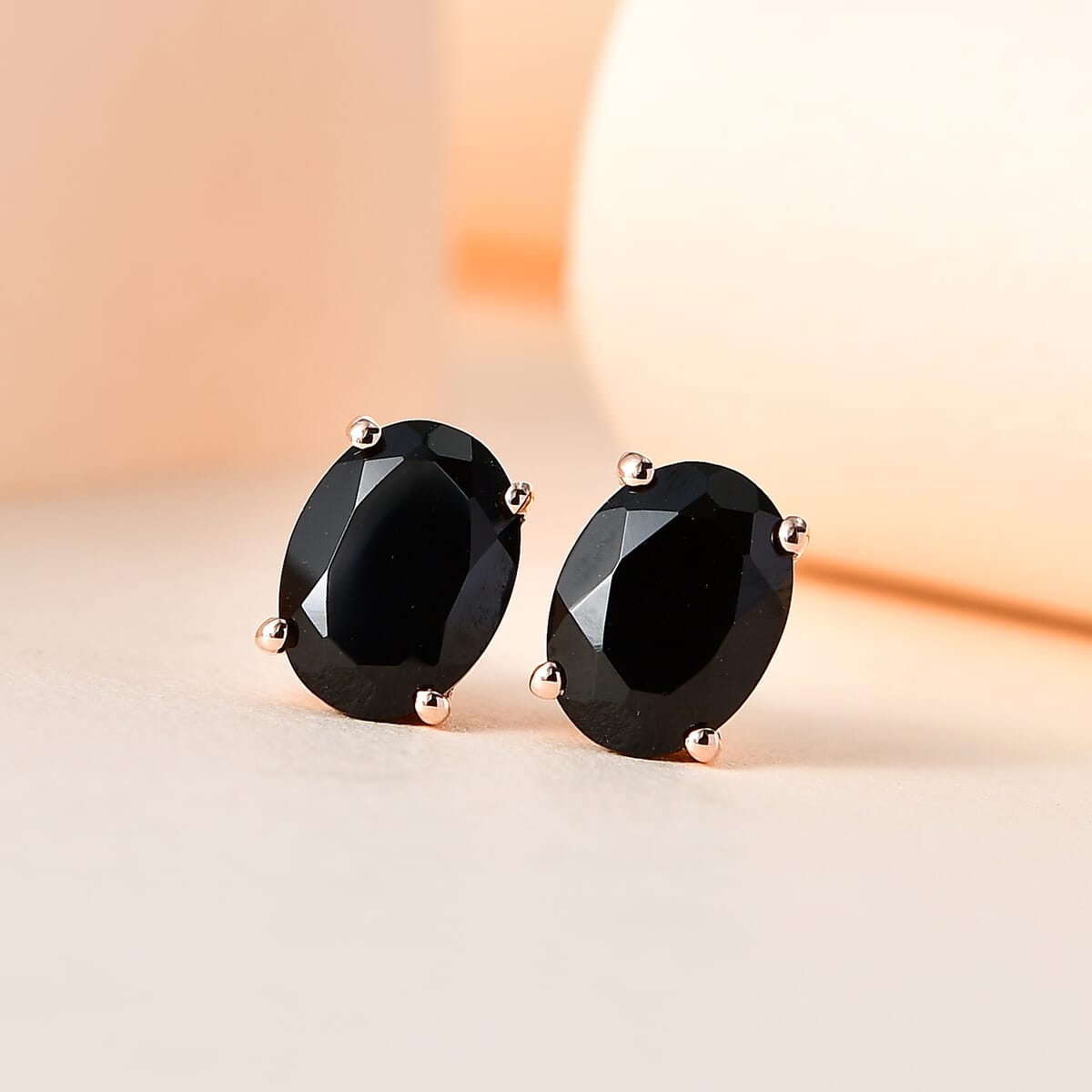 Thai Black Spinel Solitaire Stud Earrings in Platinum Over Sterling Silver 3.10 ctw image number 1