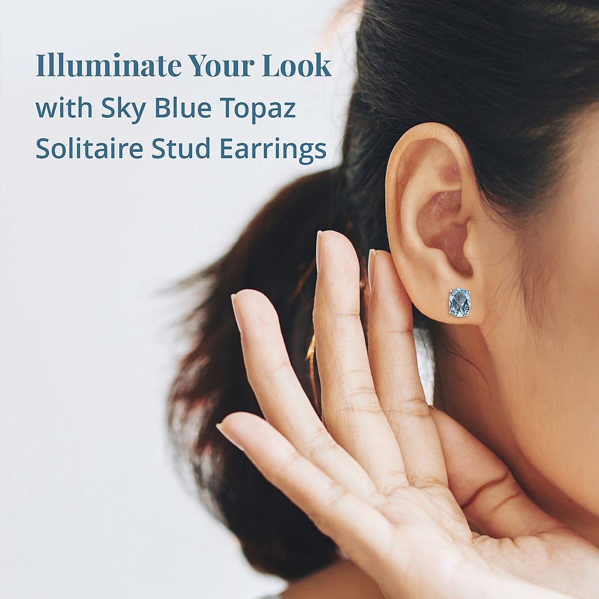 Sky Blue Topaz Solitaire Stud Earrings in Platinum Over Sterling Silver 2.85 ctw image number 2