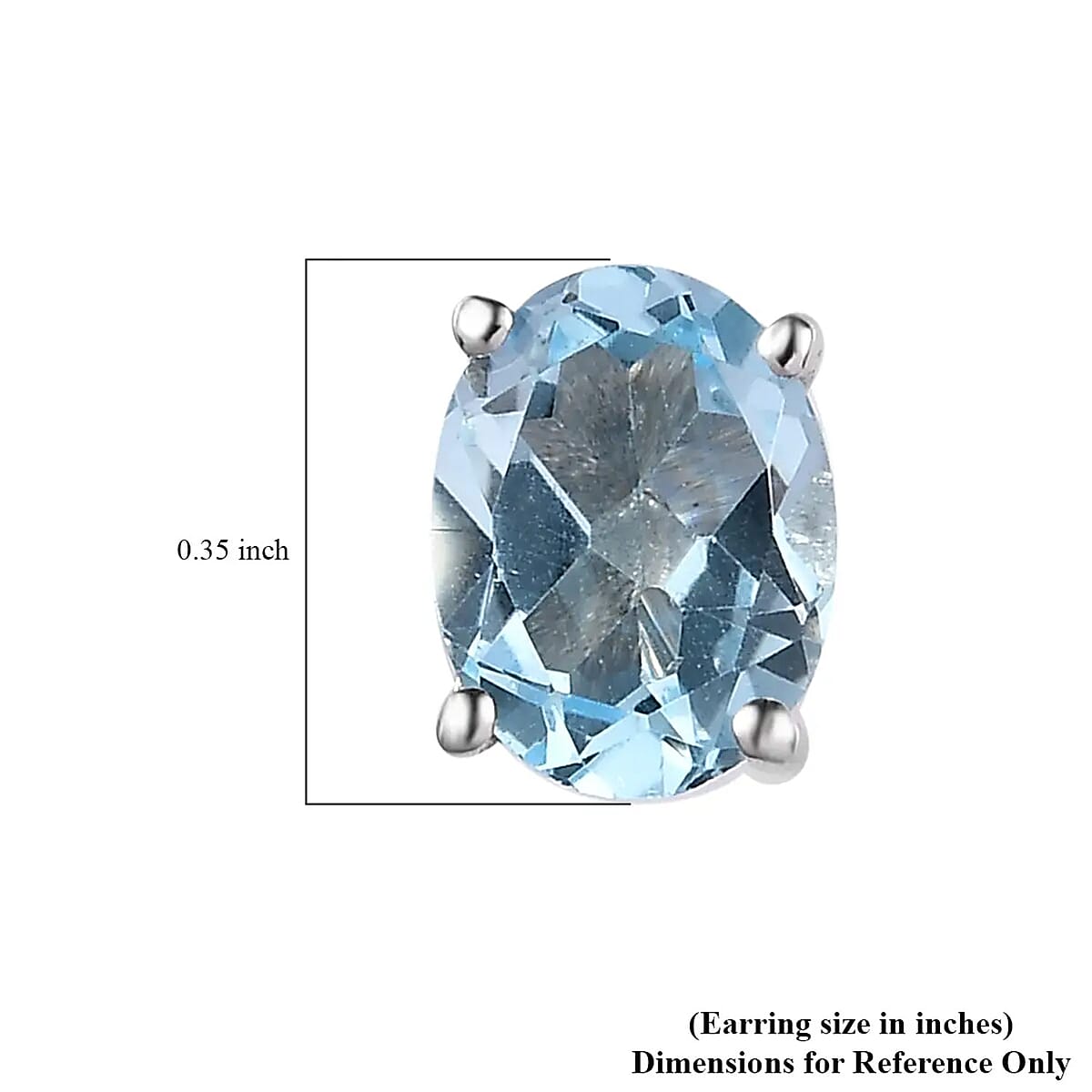 Sky Blue Topaz Solitaire Stud Earrings in Platinum Over Sterling Silver 2.85 ctw image number 6