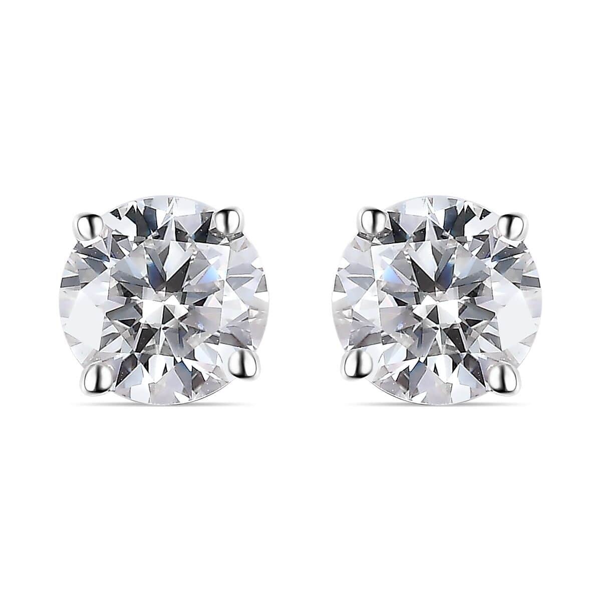 Moissanite Solitaire Stud Earrings in Platinum Over Sterling Silver 1.50 ctw image number 0