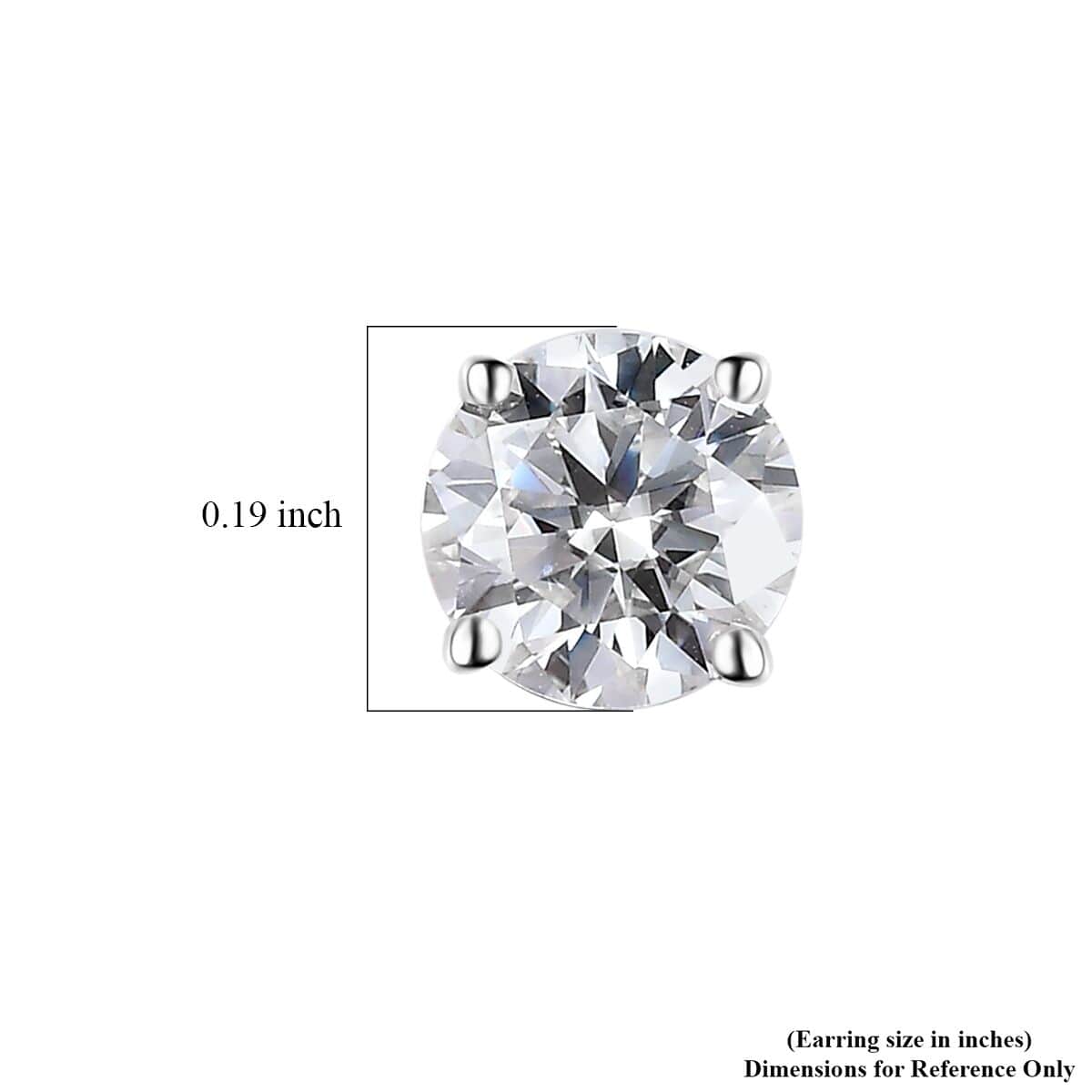 Moissanite Solitaire Stud Earrings in Platinum Over Sterling Silver 1.50 ctw image number 4