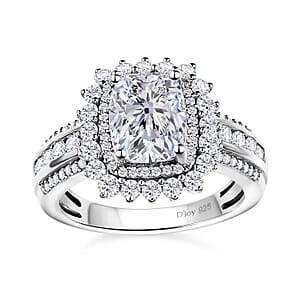 Moissanite Double Halo Ring in Platinum Over Sterling Silver (Size 10.0) 2.70 ctw