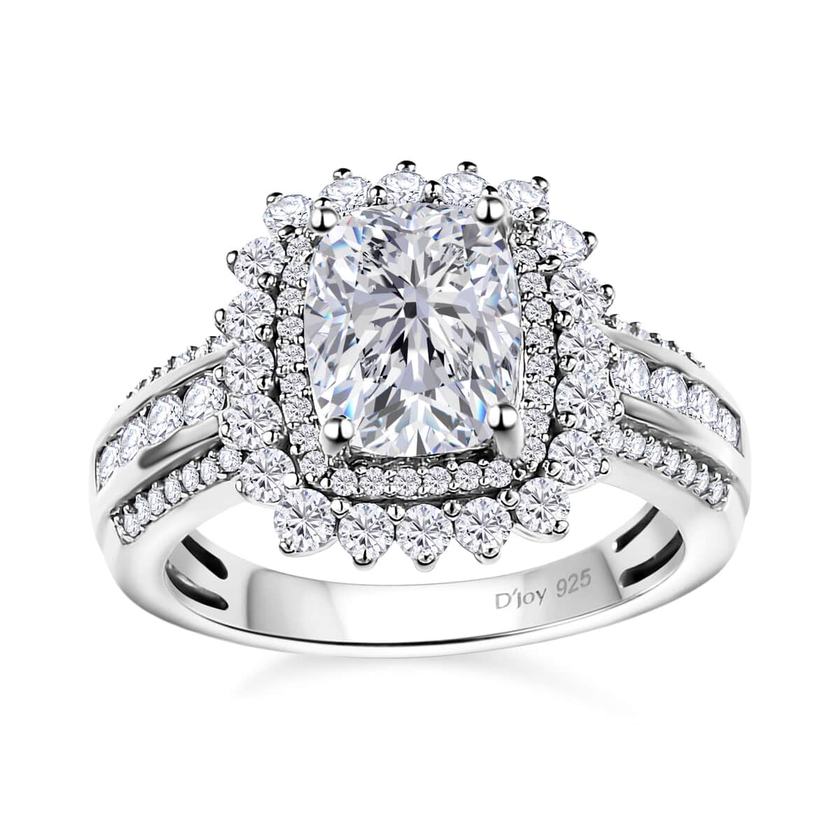 Moissanite Double Halo Ring in Platinum Over Sterling Silver (Size 6.0) 2.70 ctw image number 0