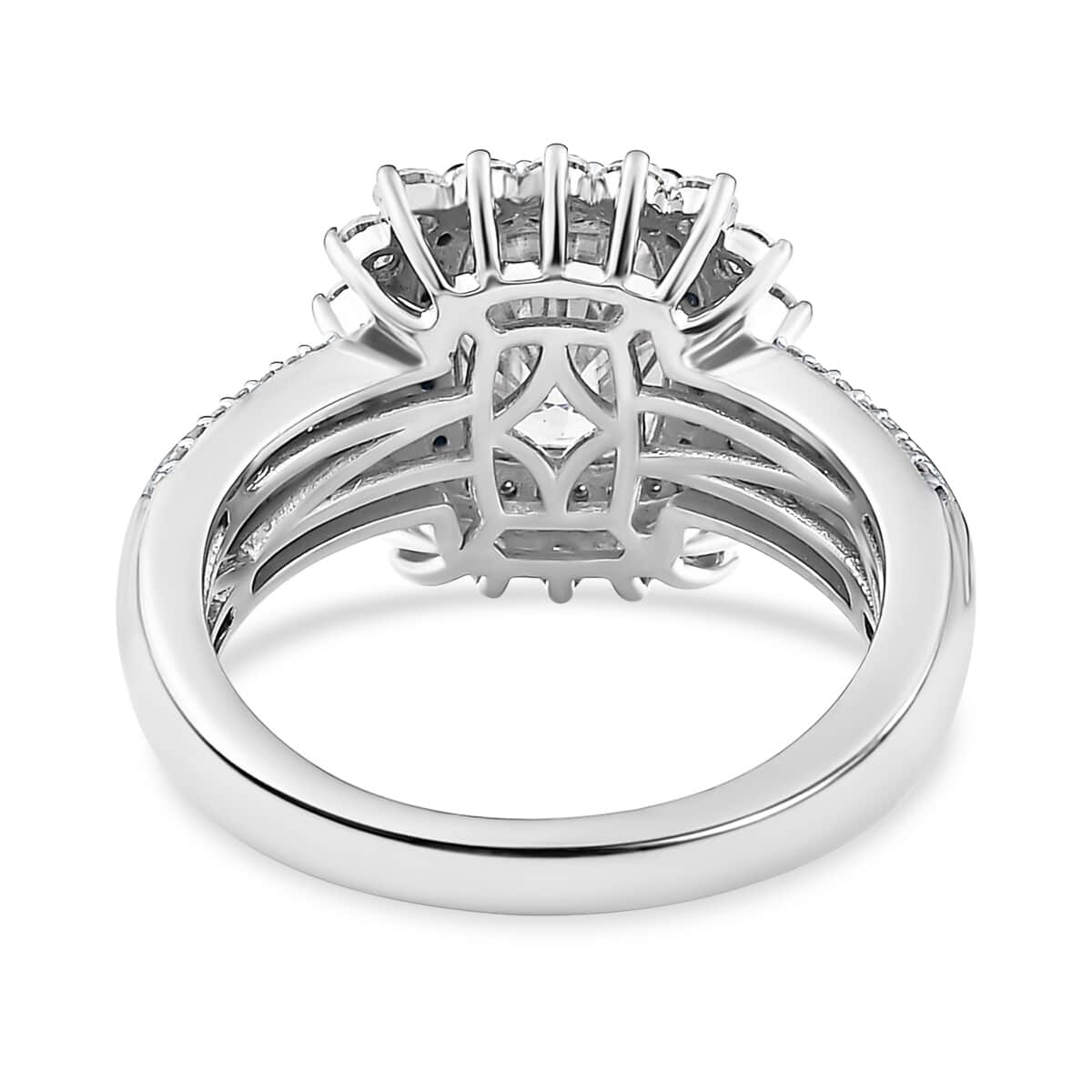 Moissanite Double Halo Ring in Platinum Over Sterling Silver (Size 6.0) 2.70 ctw image number 4